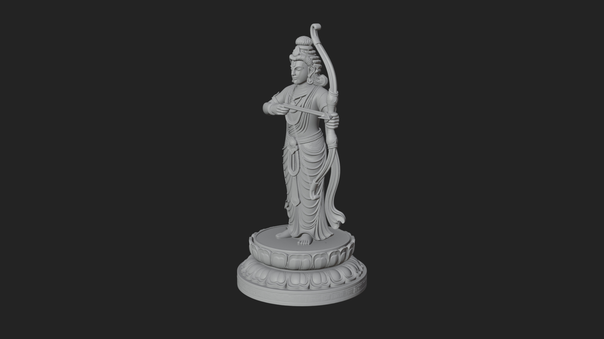 Bodhisattva with Bow Statue Design 2 3D Print Model 3D Model