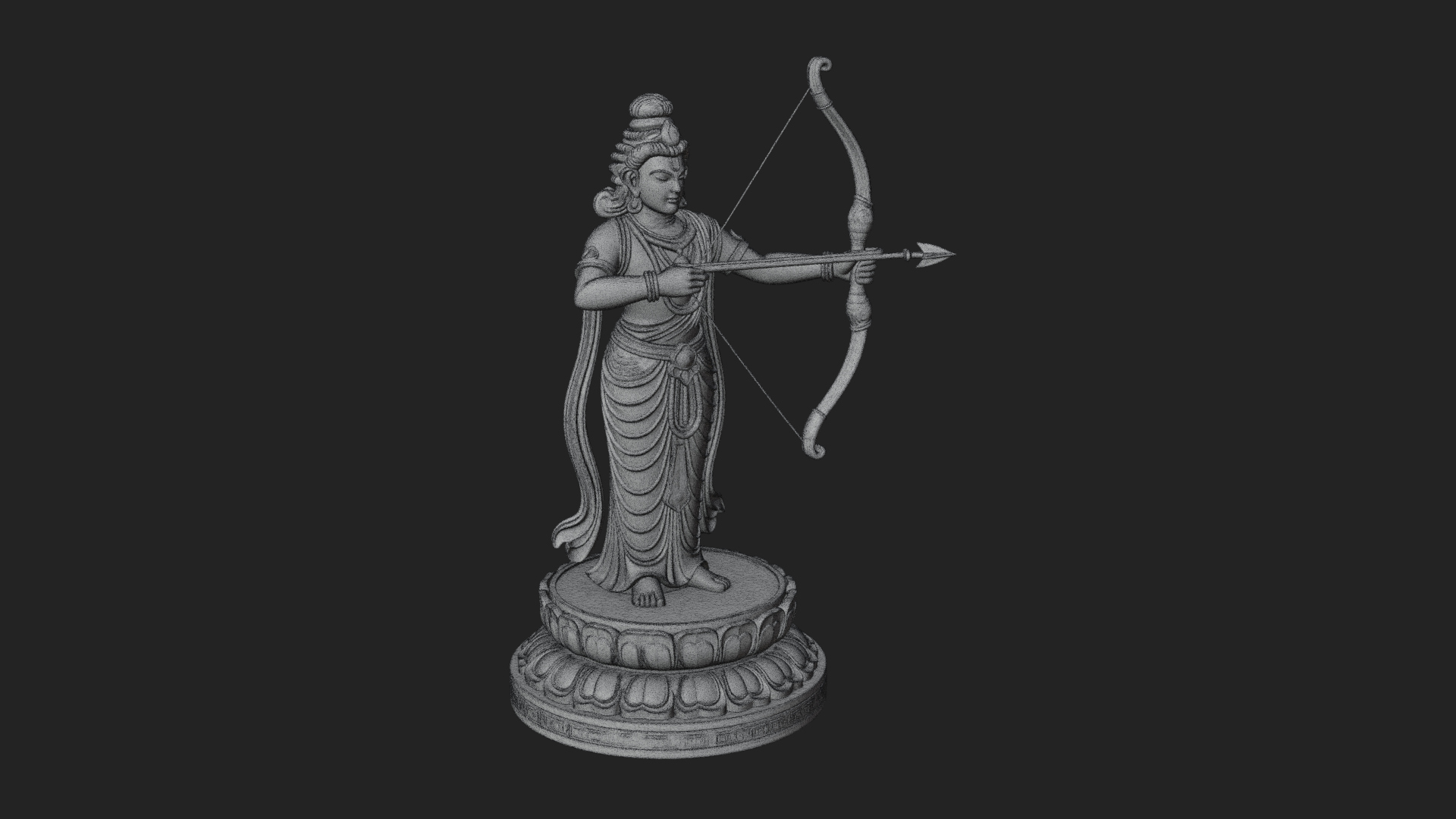 Bodhisattva with Bow Statue Design 2 3D Print Model 3D Model
