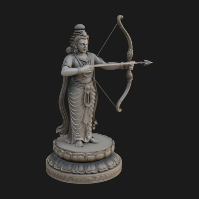 Bodhisattva with Bow Statue Design 2 3D Print Model