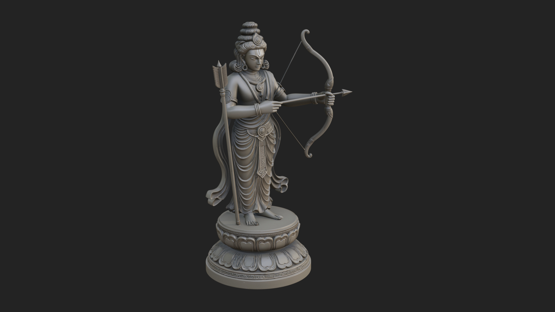 Bodhisattva With Bow Statue Design 3 3D Print Model 3D Model