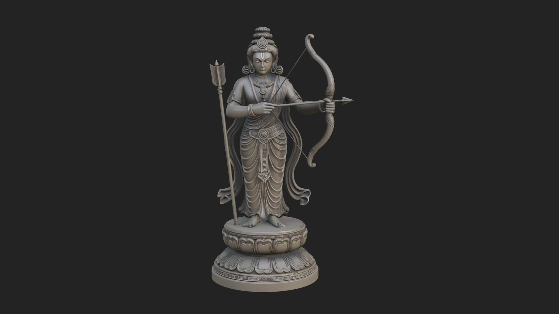 Bodhisattva With Bow Statue Design 3 3D Print Model 3D Model