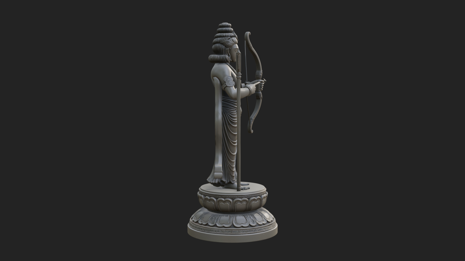 Bodhisattva With Bow Statue Design 3 3D Print Model 3D Model