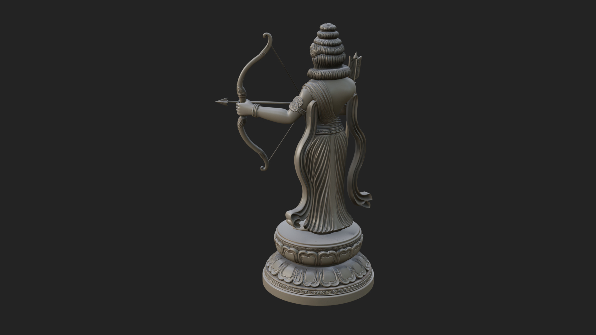 Bodhisattva With Bow Statue Design 3 3D Print Model 3D Model