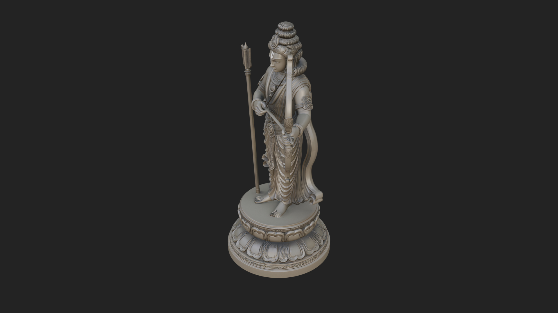 Bodhisattva With Bow Statue Design 3 3D Print Model 3D Model