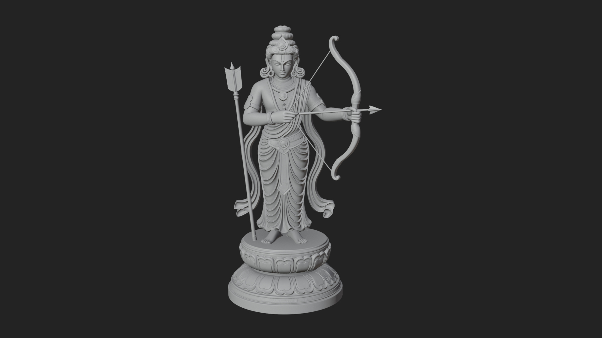 Bodhisattva With Bow Statue Design 3 3D Print Model 3D Model