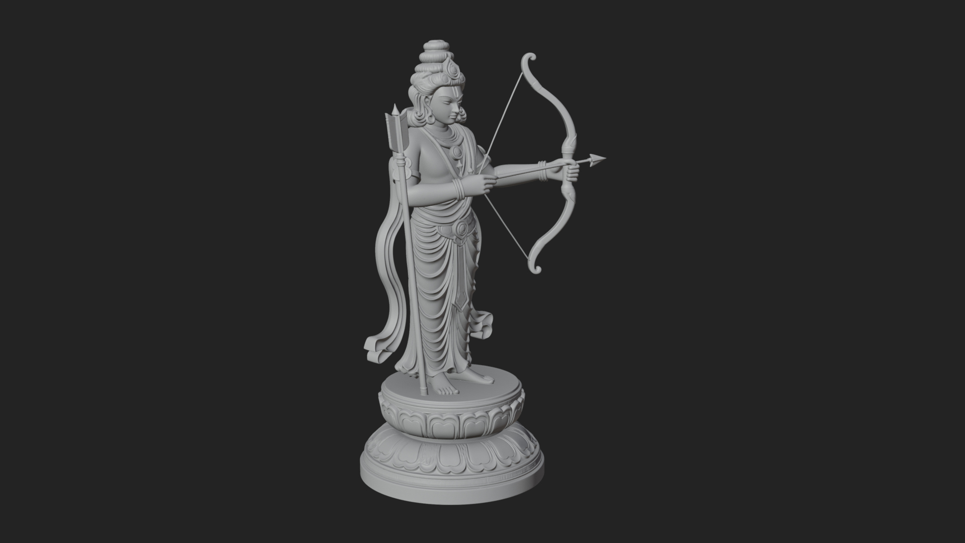 Bodhisattva With Bow Statue Design 3 3D Print Model 3D Model