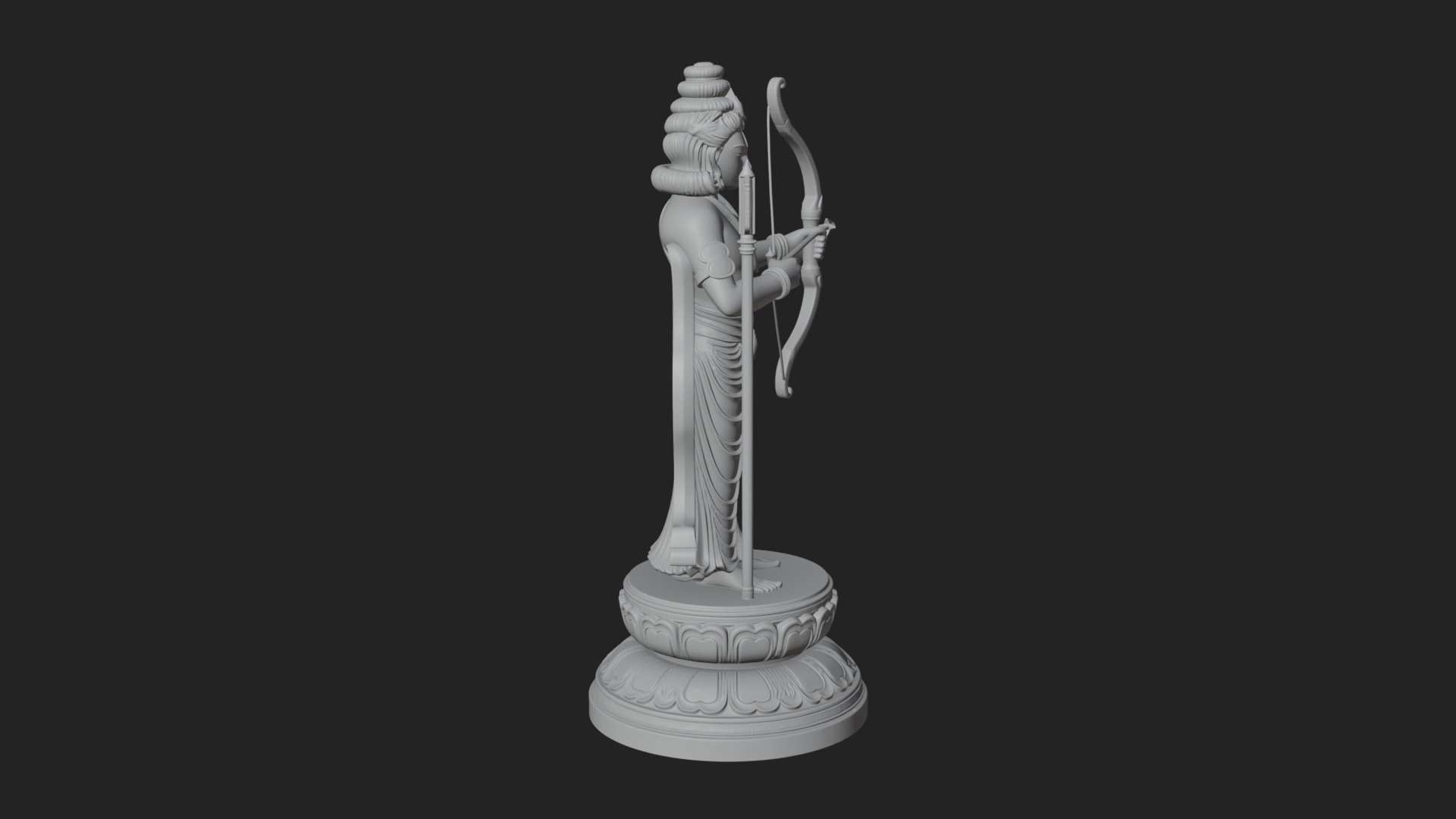 Bodhisattva With Bow Statue Design 3 3D Print Model 3D Model