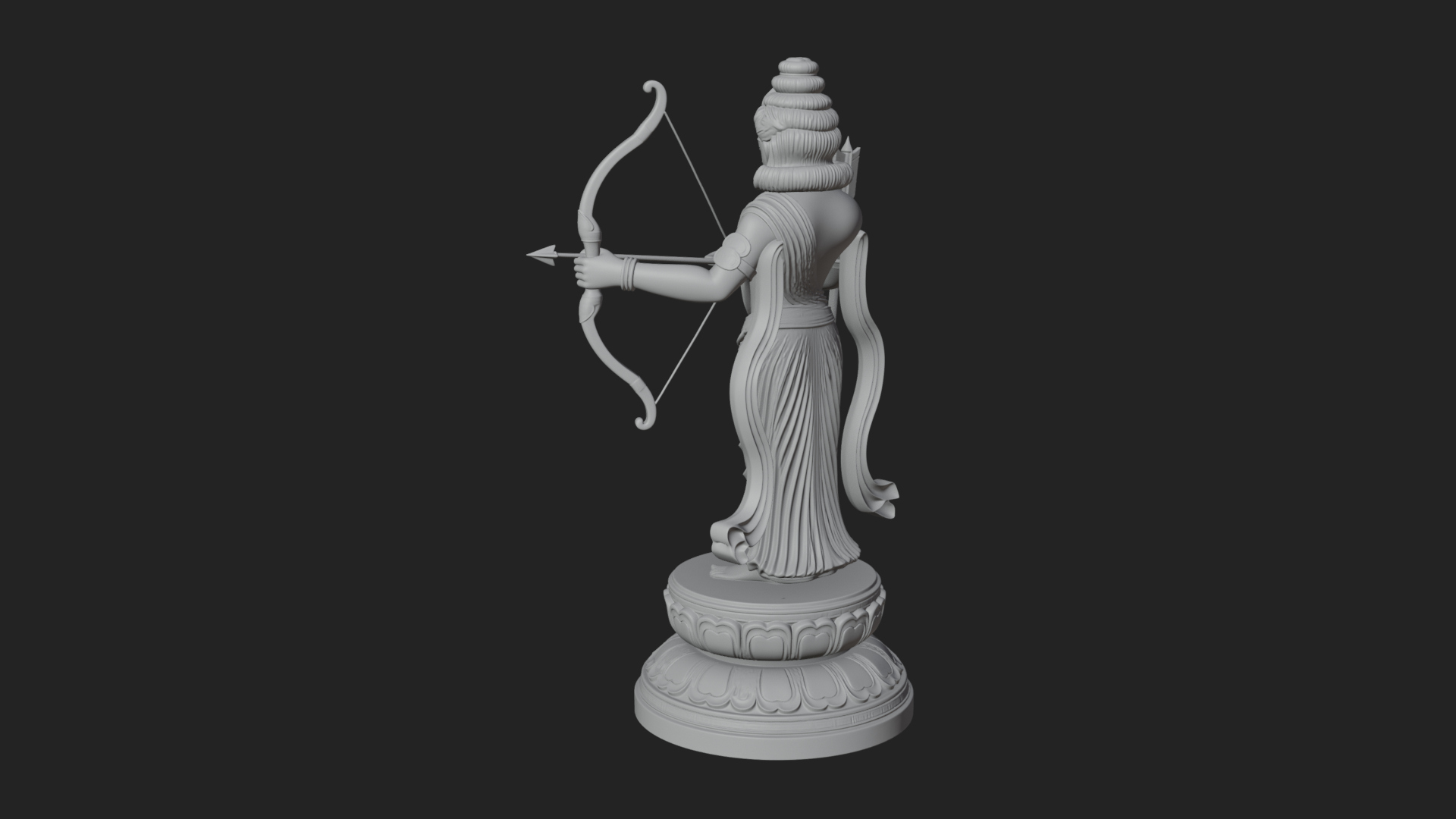 Bodhisattva With Bow Statue Design 3 3D Print Model 3D Model