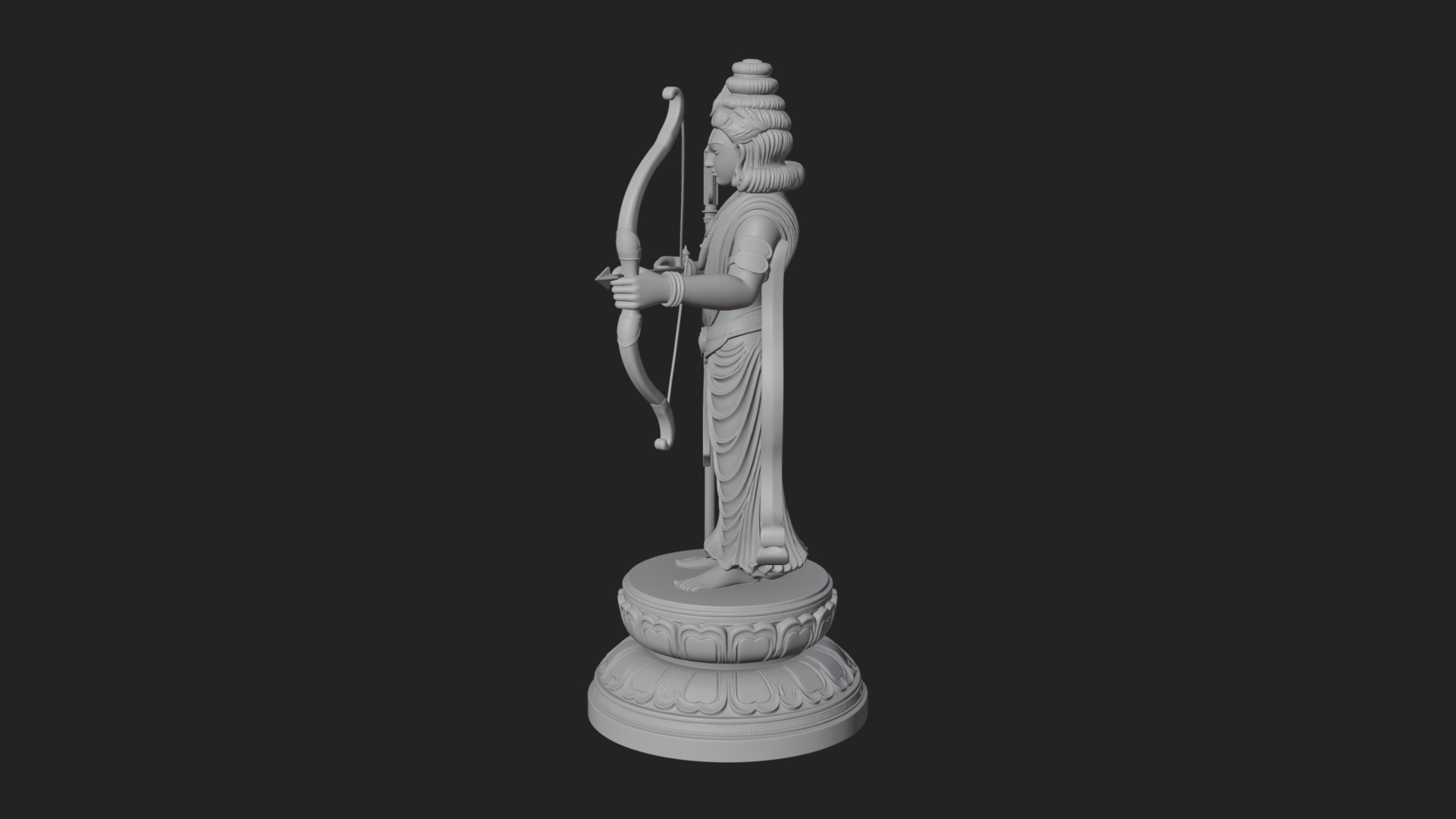 Bodhisattva With Bow Statue Design 3 3D Print Model 3D Model