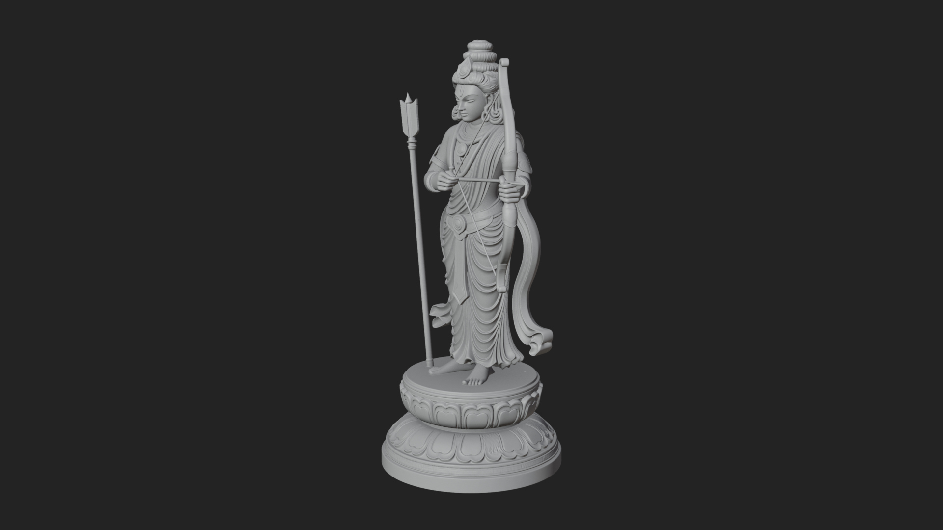 Bodhisattva With Bow Statue Design 3 3D Print Model 3D Model