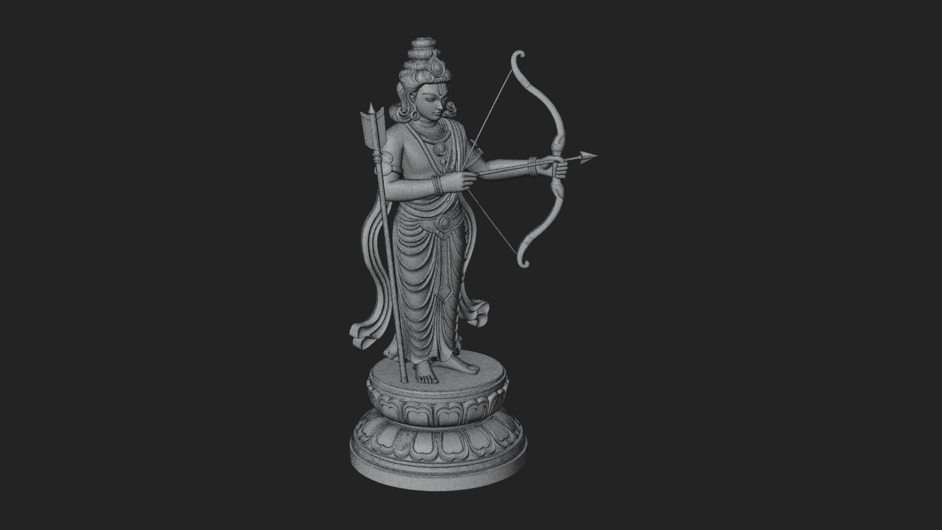 Bodhisattva With Bow Statue Design 3 3D Print Model 3D Model