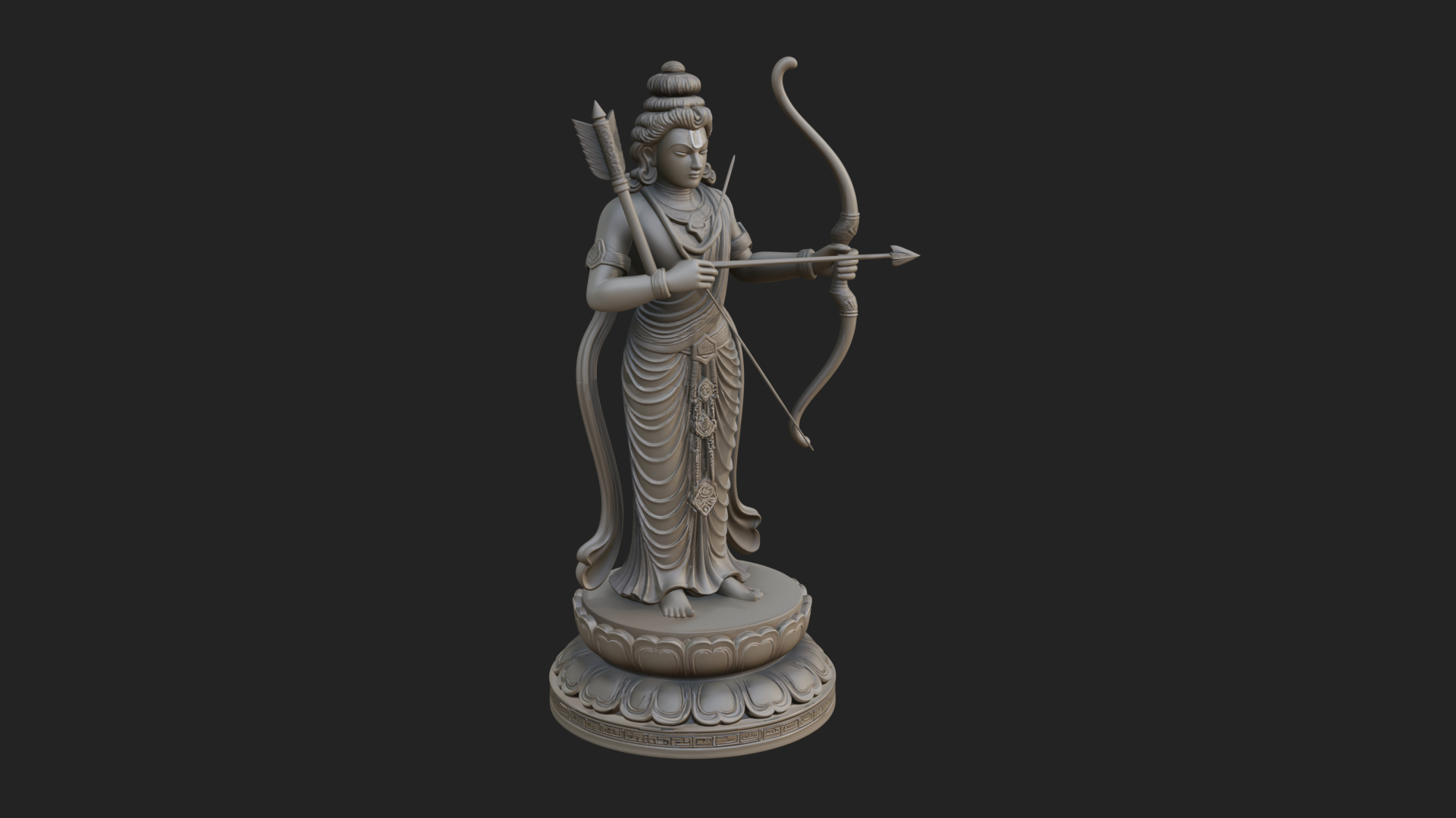 Bodhisattva with Bow Statue Design 4 3D Print Model 3D Model
