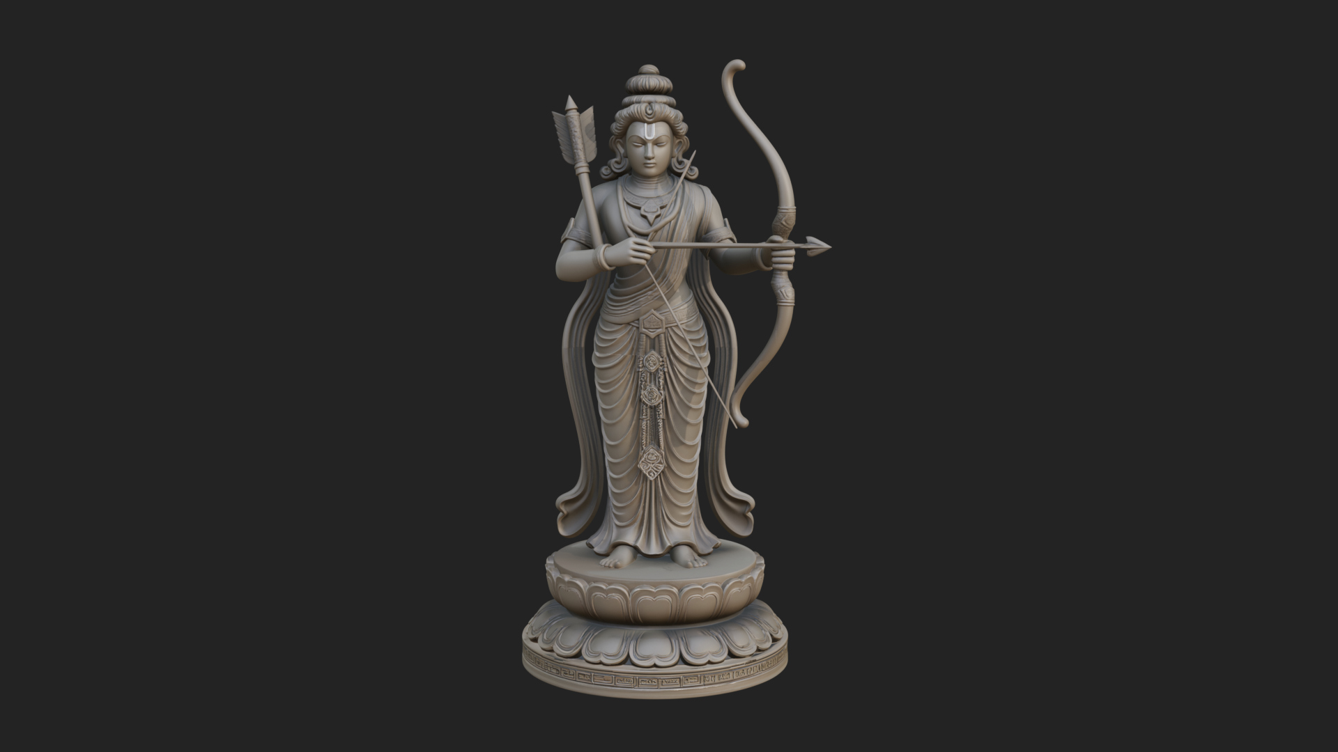 Bodhisattva with Bow Statue Design 4 3D Print Model 3D Model