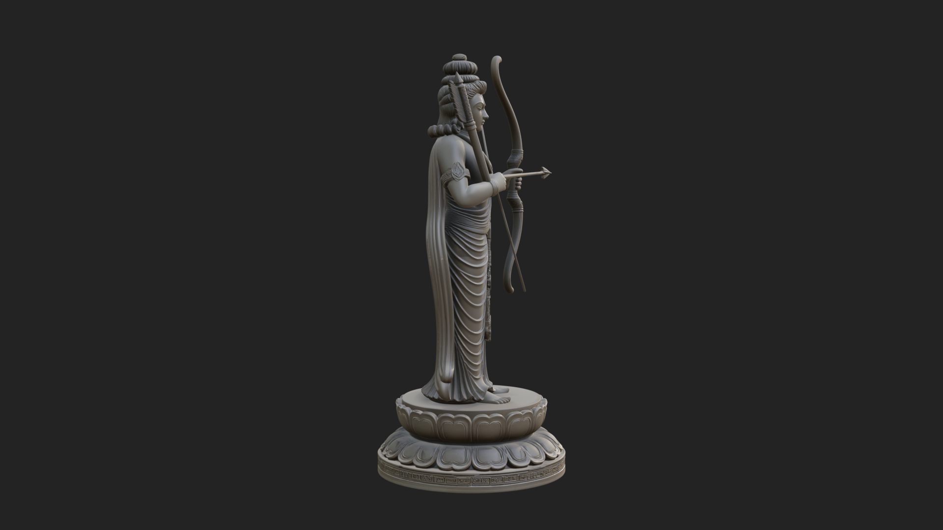 Bodhisattva with Bow Statue Design 4 3D Print Model 3D Model