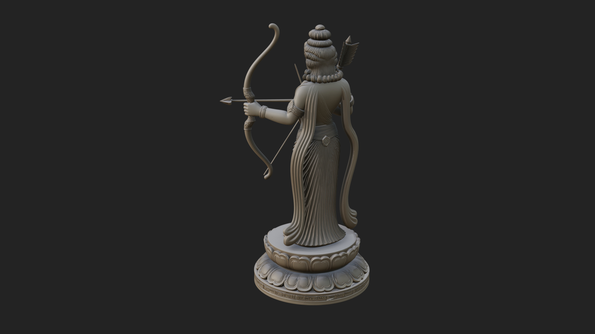 Bodhisattva with Bow Statue Design 4 3D Print Model 3D Model