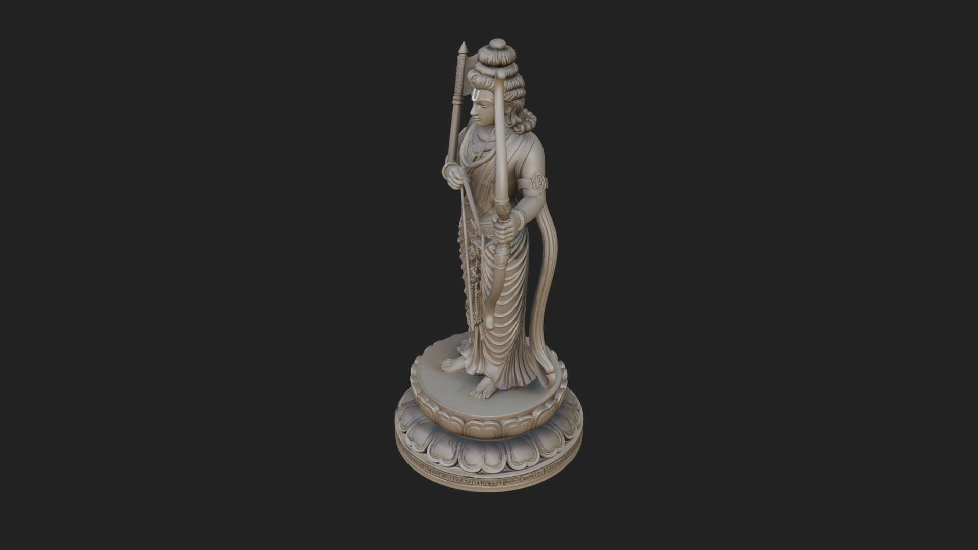 Bodhisattva with Bow Statue Design 4 3D Print Model 3D Model