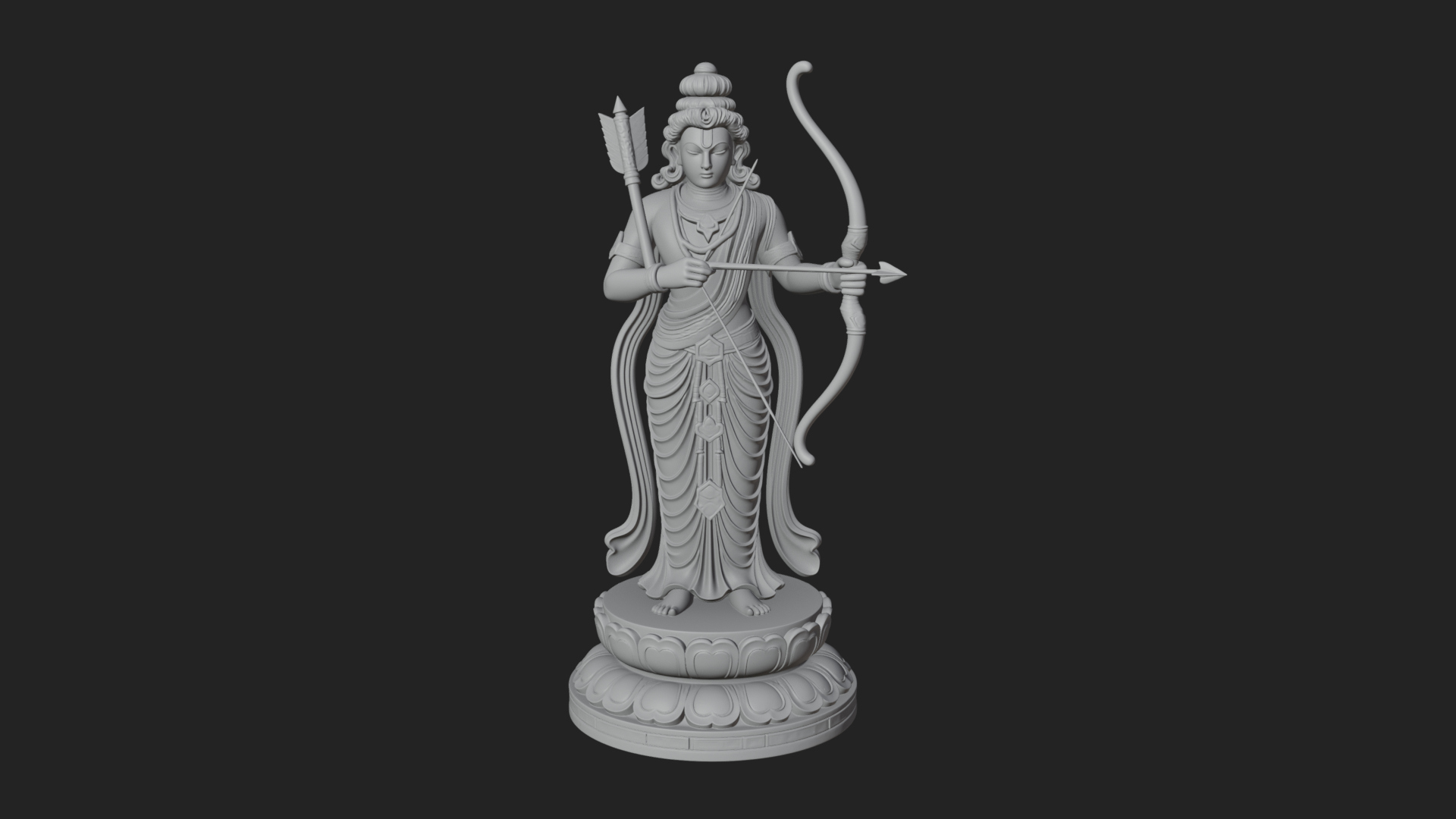 Bodhisattva with Bow Statue Design 4 3D Print Model 3D Model