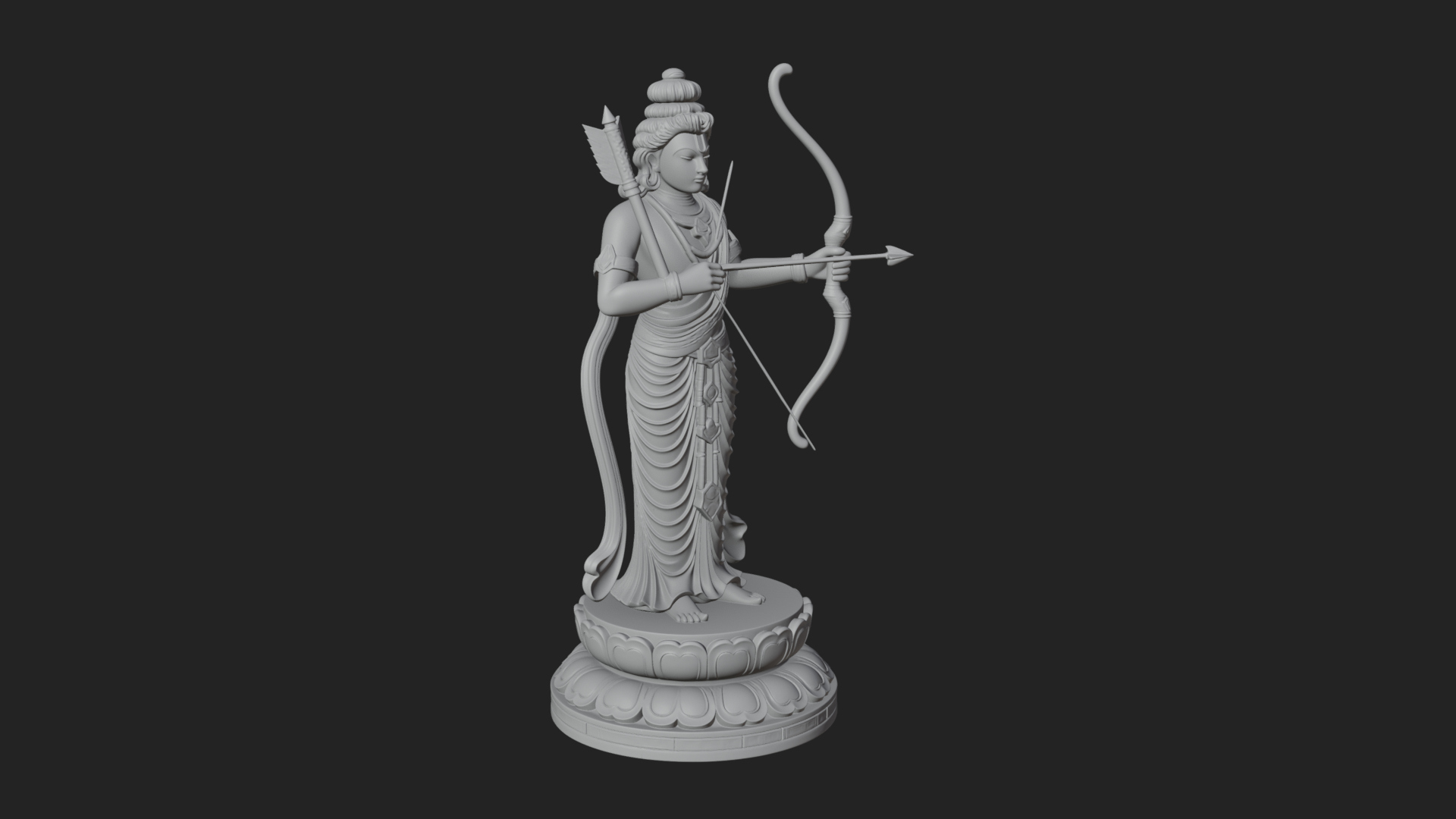 Bodhisattva with Bow Statue Design 4 3D Print Model 3D Model