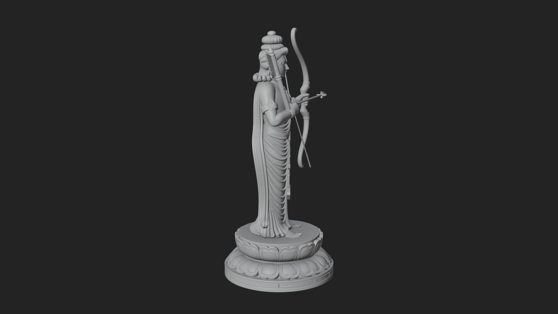 Bodhisattva with Bow Statue Design 4 3D Print Model 3D Model