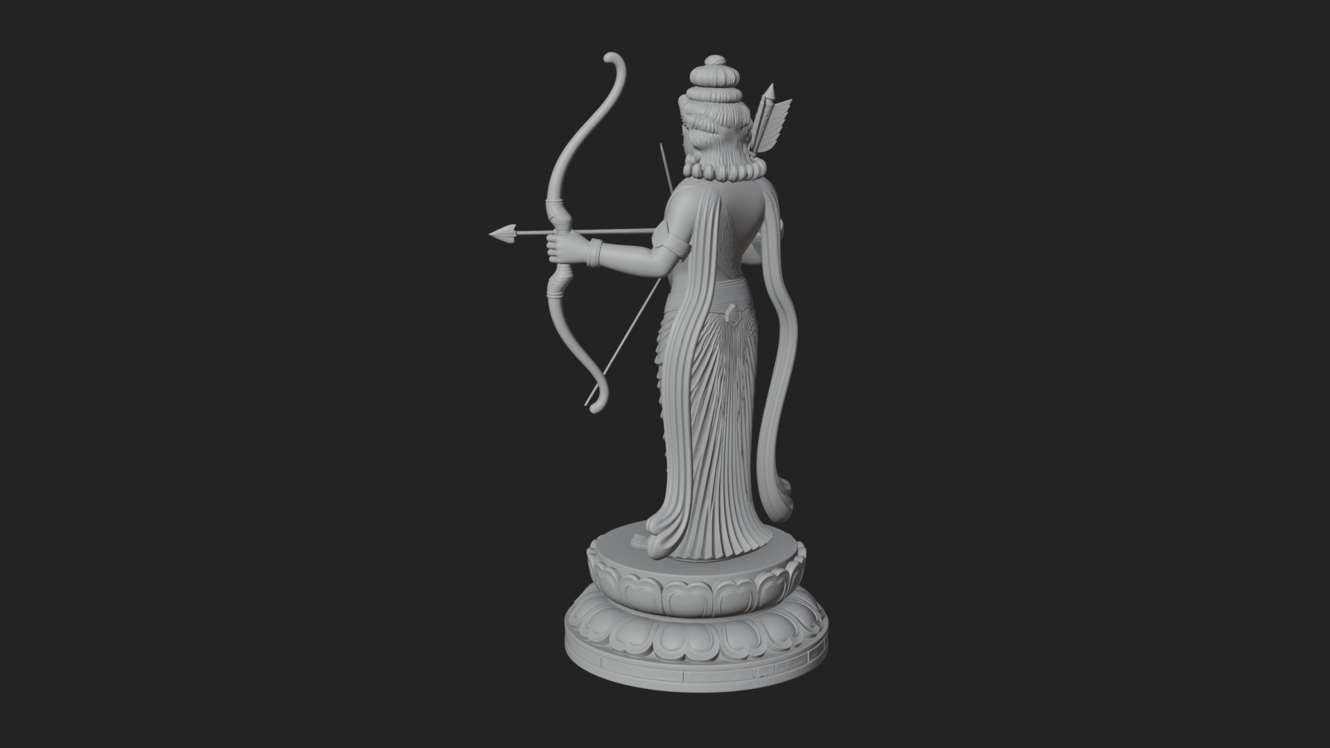 Bodhisattva with Bow Statue Design 4 3D Print Model 3D Model
