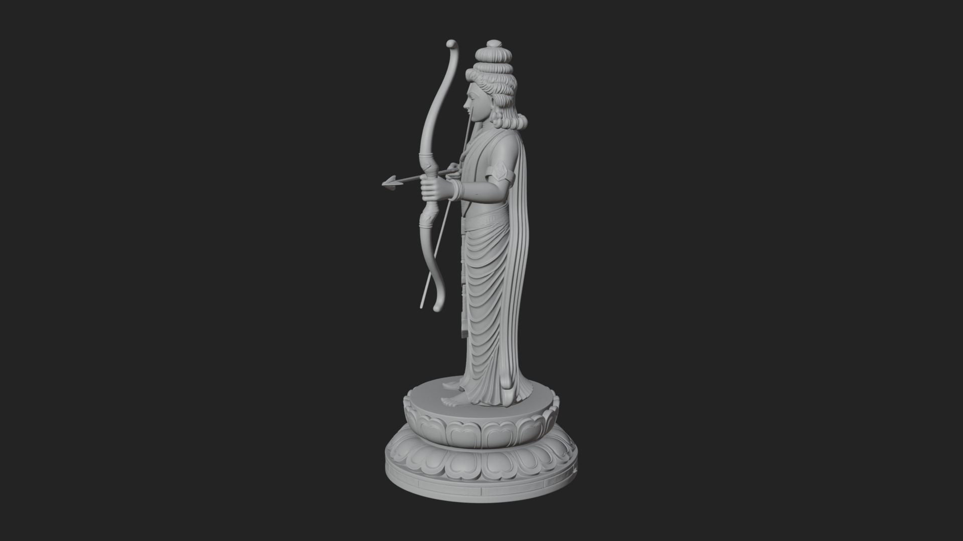 Bodhisattva with Bow Statue Design 4 3D Print Model 3D Model