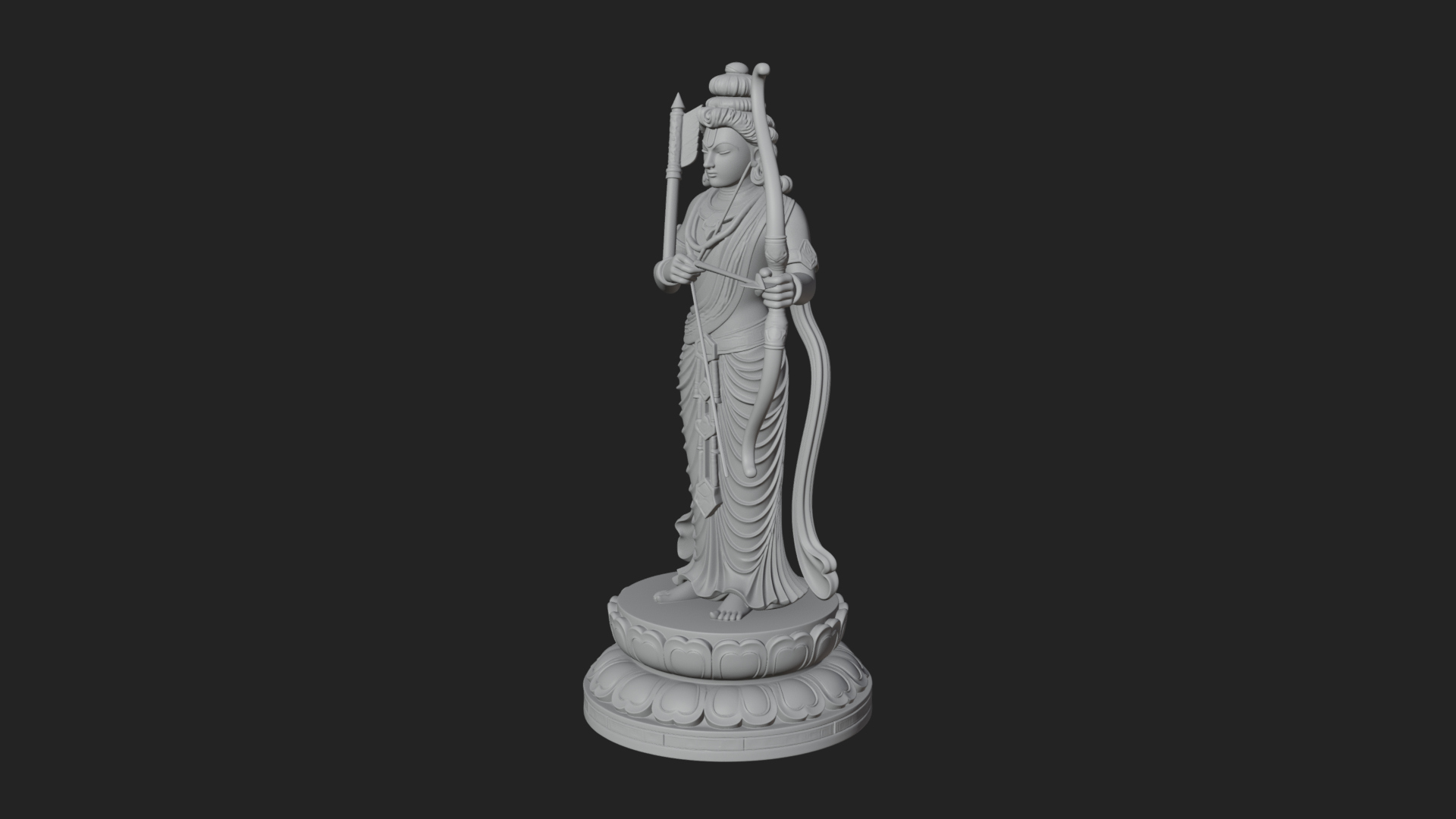 Bodhisattva with Bow Statue Design 4 3D Print Model 3D Model