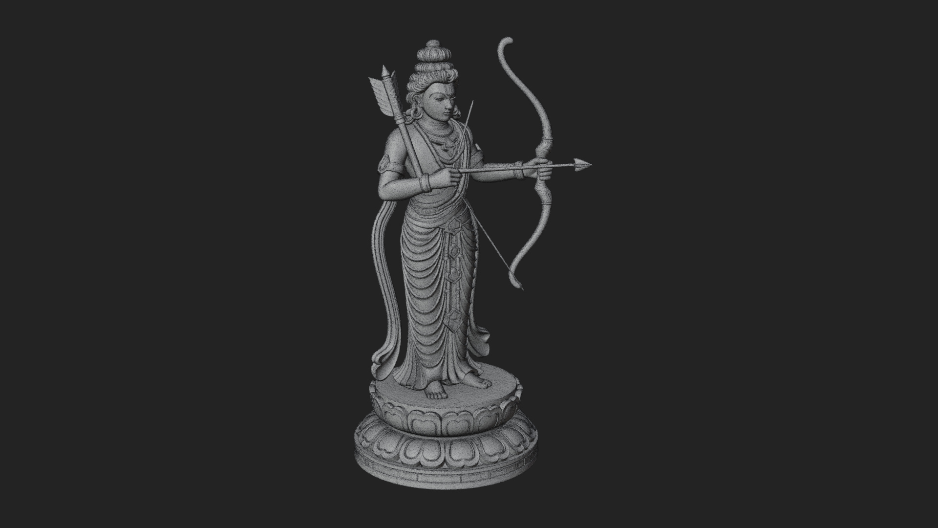 Bodhisattva with Bow Statue Design 4 3D Print Model 3D Model
