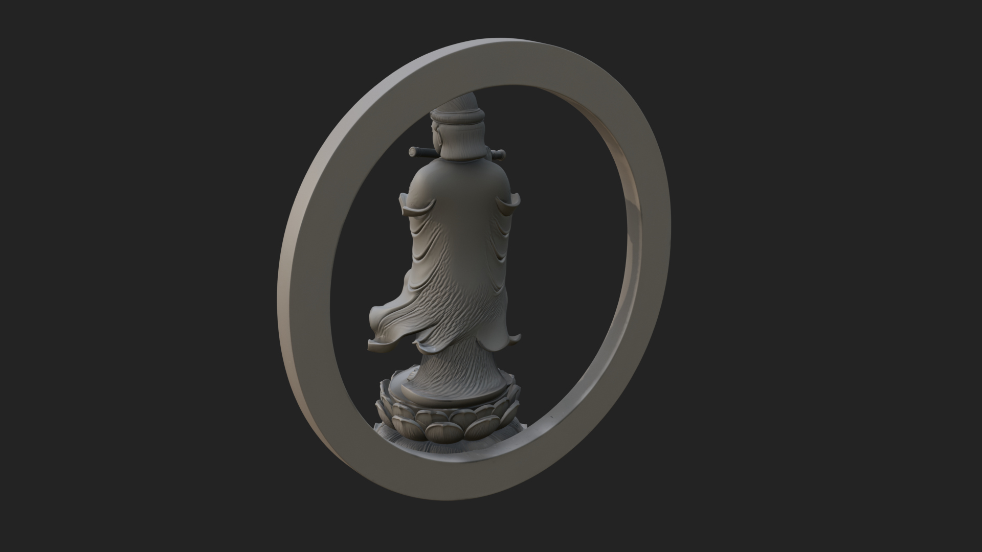 Bodhisattva with Flute Statue Design 1 3D Print Model 3D Model