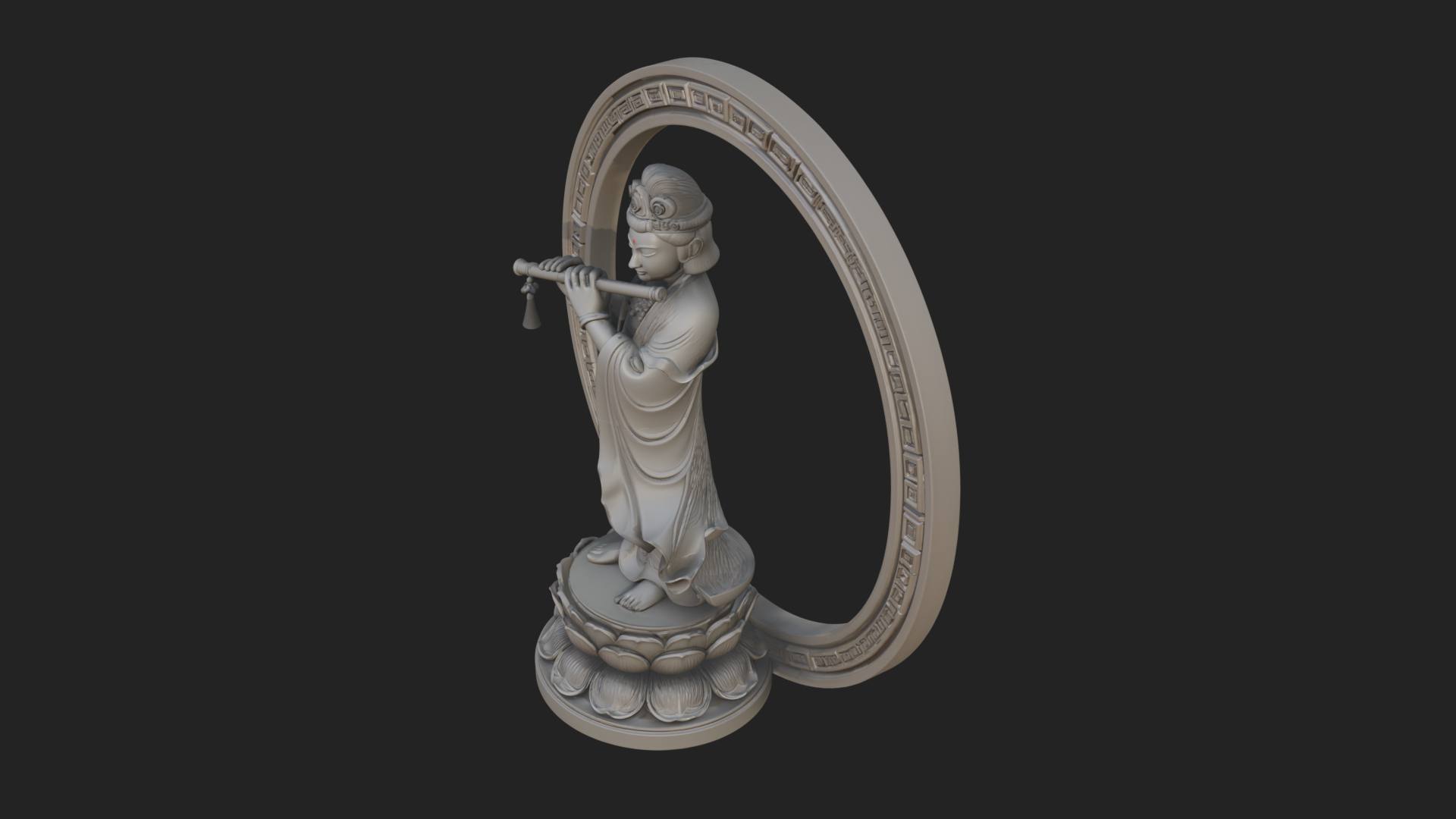 Bodhisattva with Flute Statue Design 1 3D Print Model 3D Model
