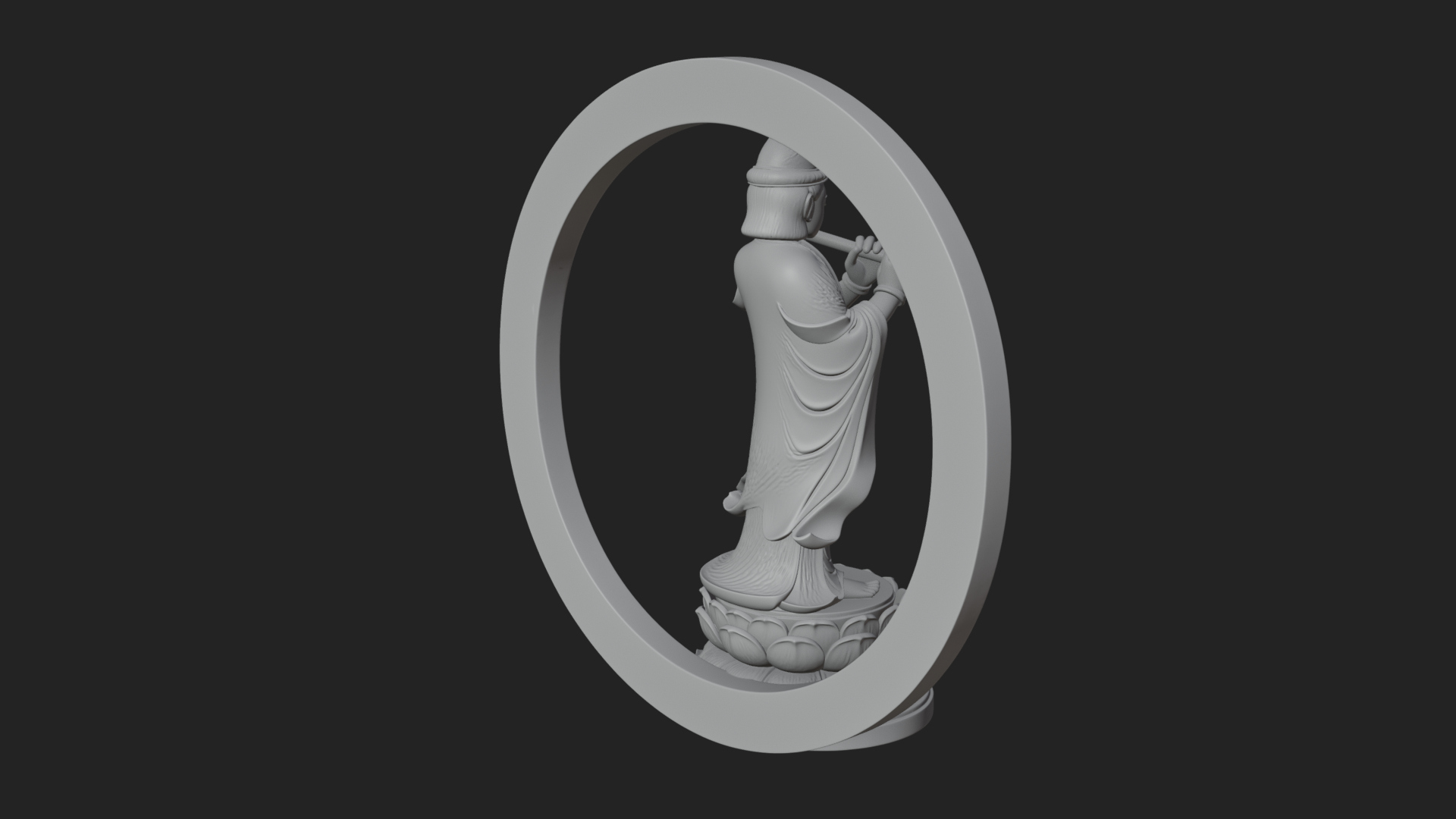 Bodhisattva with Flute Statue Design 1 3D Print Model 3D Model