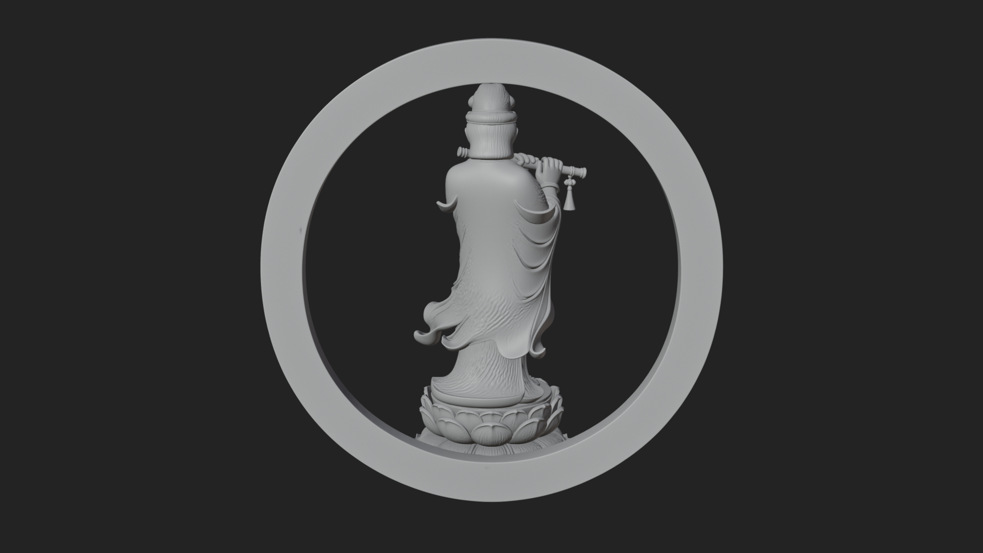 Bodhisattva with Flute Statue Design 1 3D Print Model 3D Model