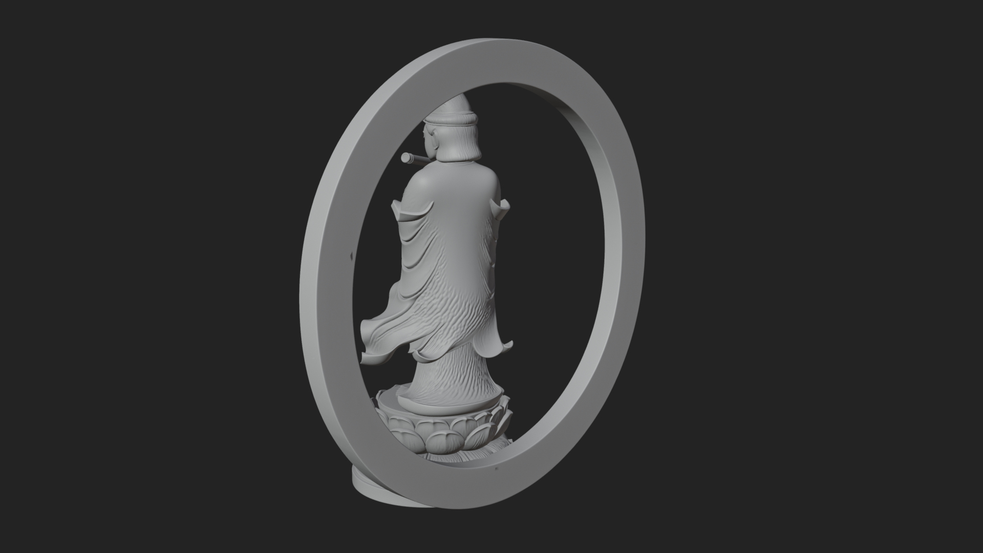 Bodhisattva with Flute Statue Design 1 3D Print Model 3D Model