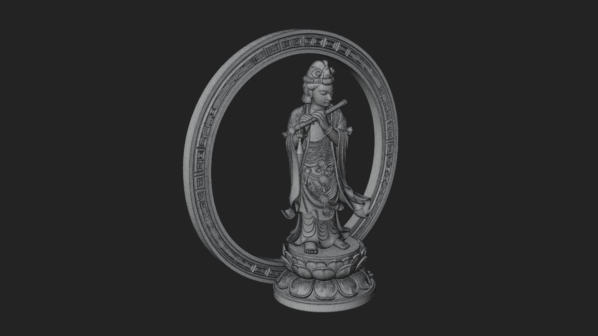 Bodhisattva with Flute Statue Design 1 3D Print Model 3D Model