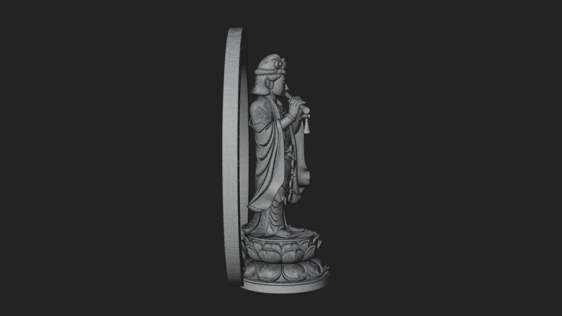 Bodhisattva with Flute Statue Design 1 3D Print Model 3D Model
