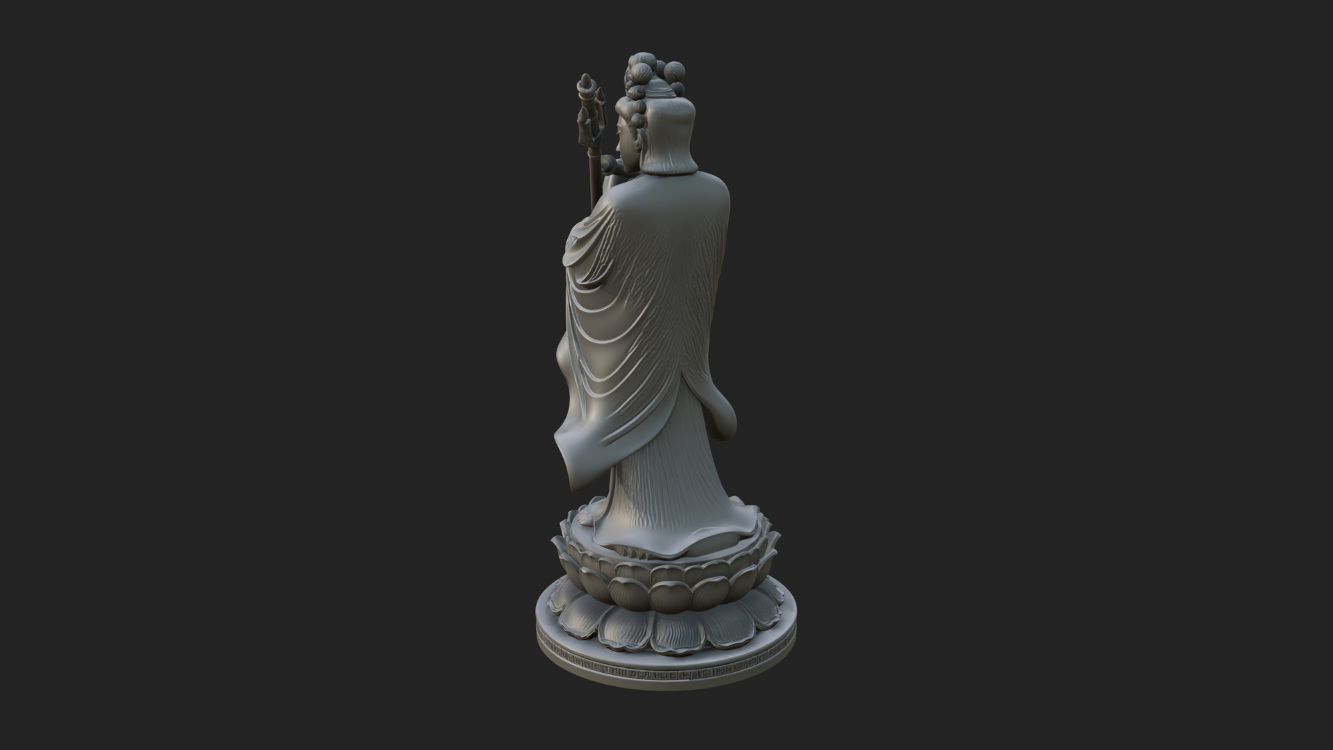 Bodhisattva with Flute Statue Design 2 3D Print Model 3D Model
