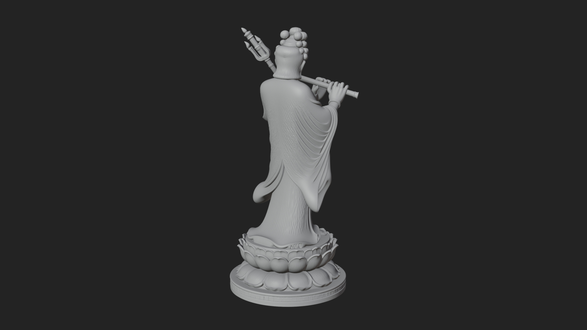Bodhisattva with Flute Statue Design 2 3D Print Model 3D Model