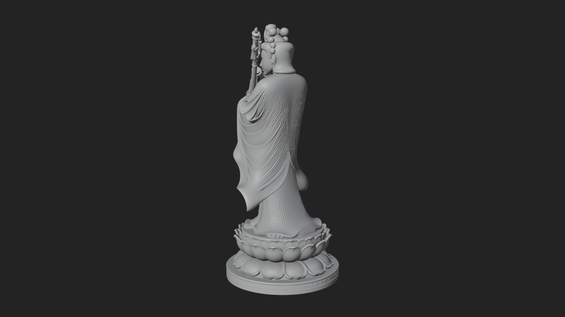 Bodhisattva with Flute Statue Design 2 3D Print Model 3D Model