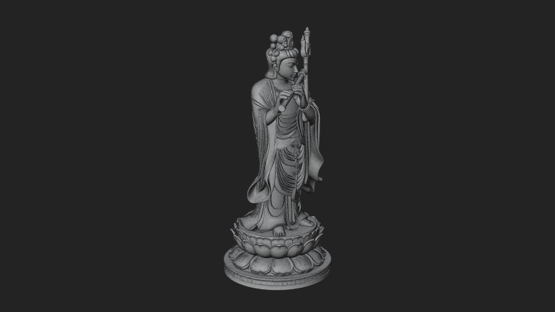 Bodhisattva with Flute Statue Design 2 3D Print Model 3D Model