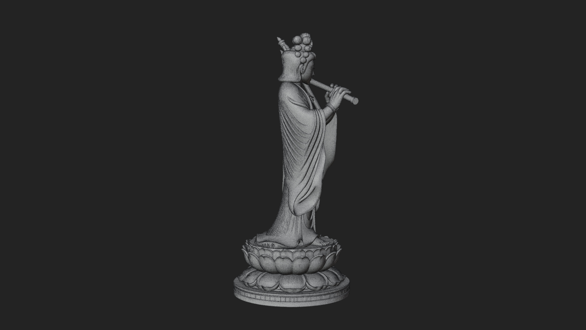 Bodhisattva with Flute Statue Design 2 3D Print Model 3D Model