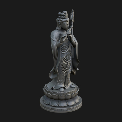 Bodhisattva with Flute Statue Design 2 3D Print Model