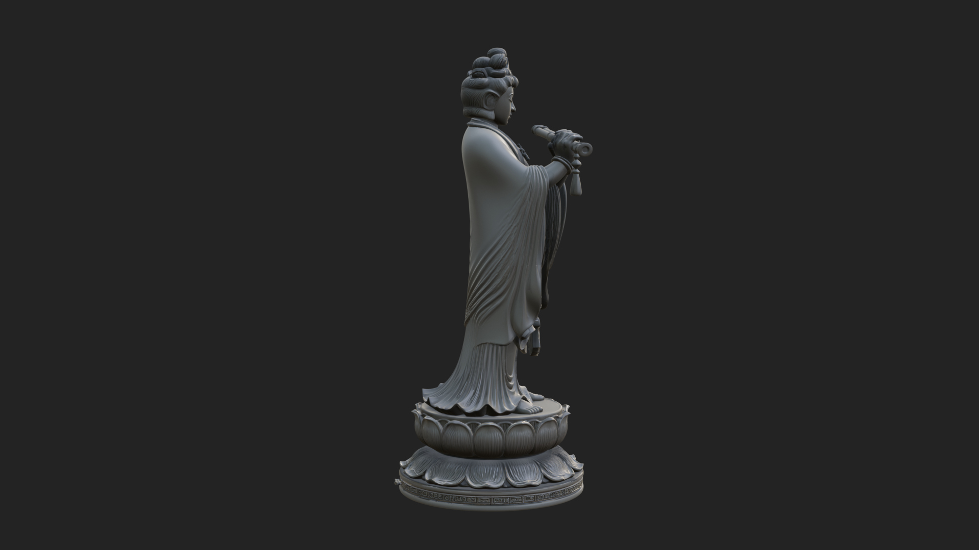 Bodhisattva with Flute Statue Design 3 3D Print Model 3D Model