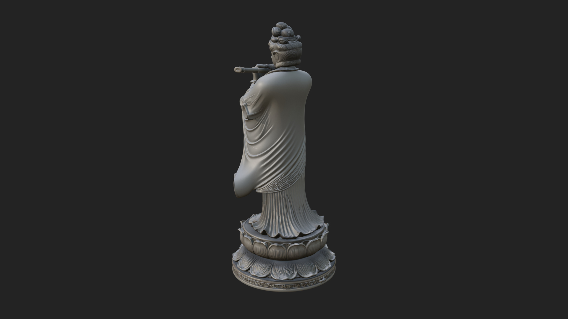 Bodhisattva with Flute Statue Design 3 3D Print Model 3D Model
