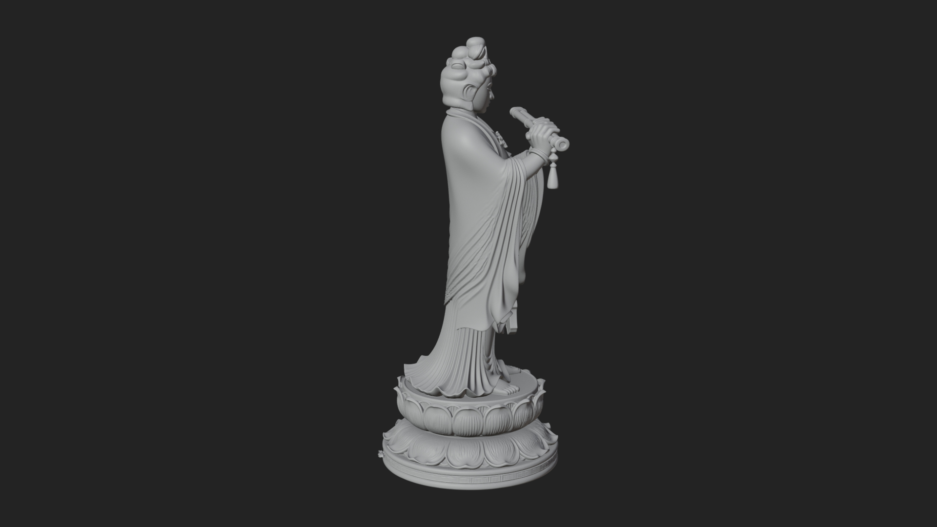 Bodhisattva with Flute Statue Design 3 3D Print Model 3D Model