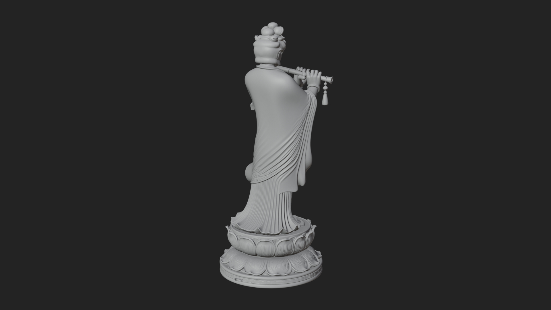 Bodhisattva with Flute Statue Design 3 3D Print Model 3D Model