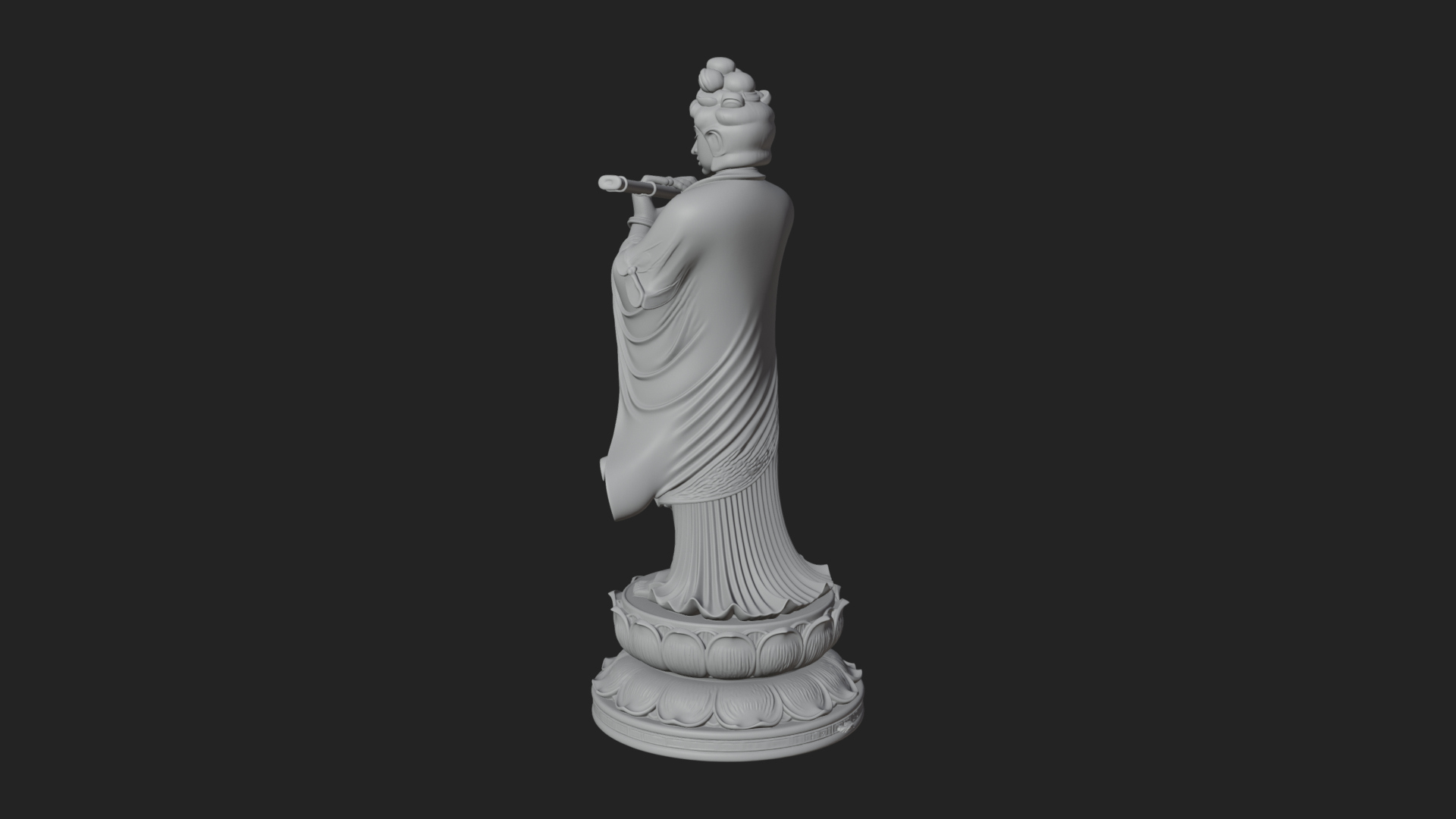 Bodhisattva with Flute Statue Design 3 3D Print Model 3D Model