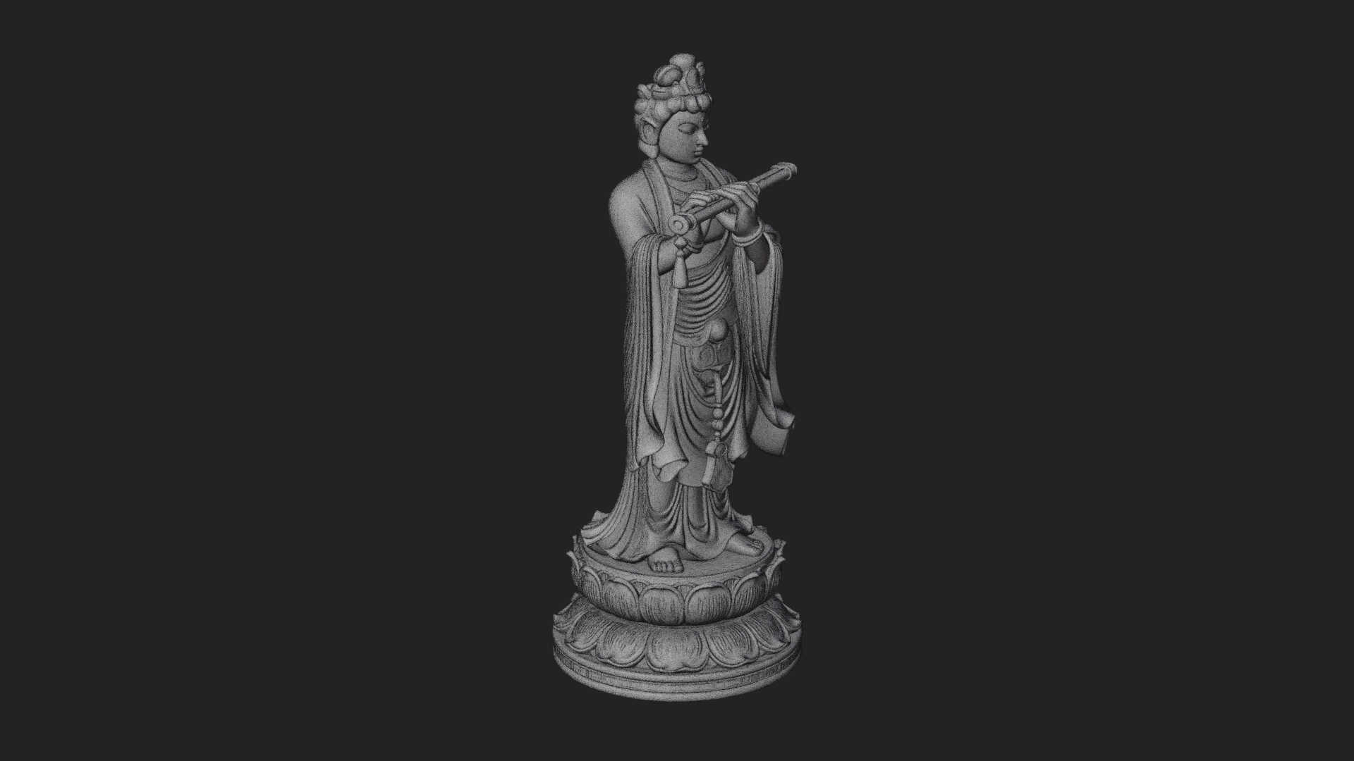 Bodhisattva with Flute Statue Design 3 3D Print Model 3D Model