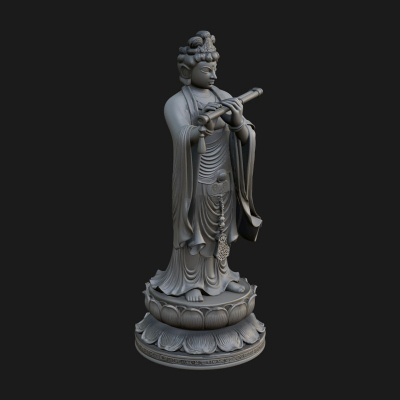 Bodhisattva with Flute Statue Design 3 3D Print Model