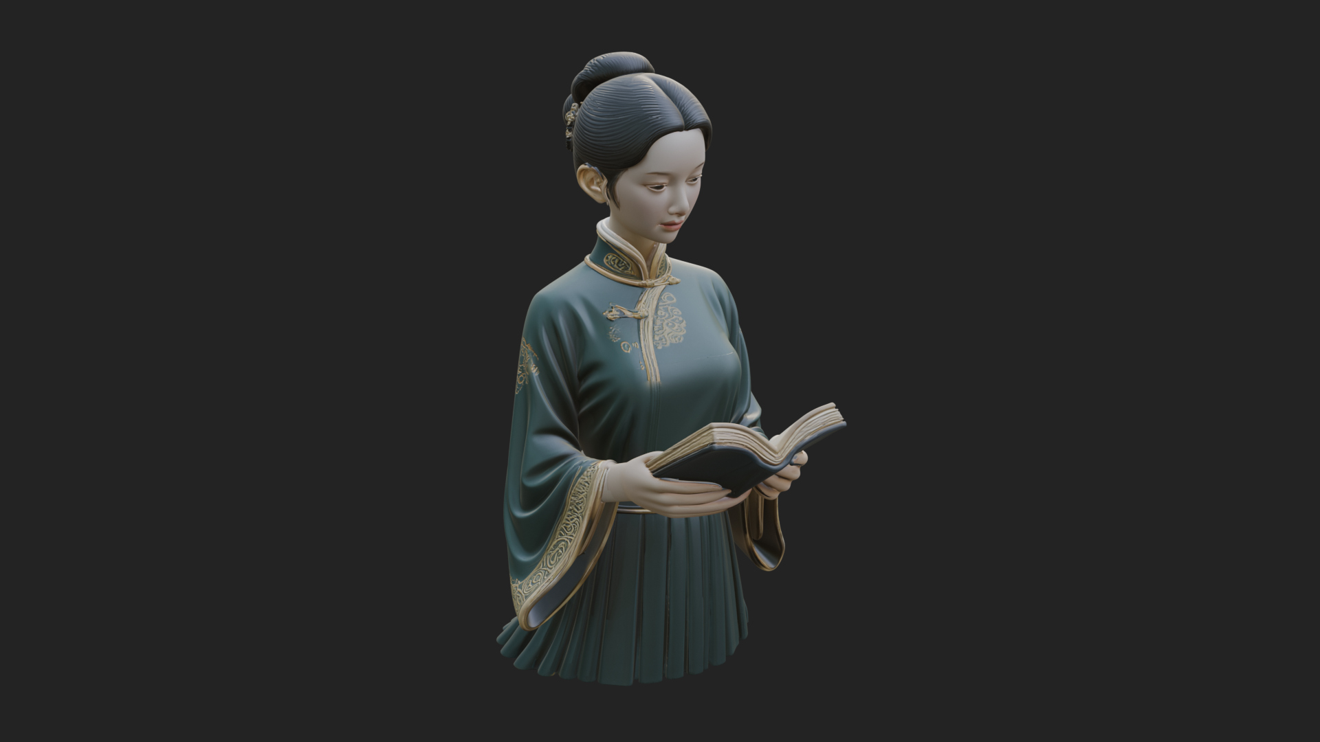 Book Reading Lady Statue Design 1 3D Print Model 3D Model
