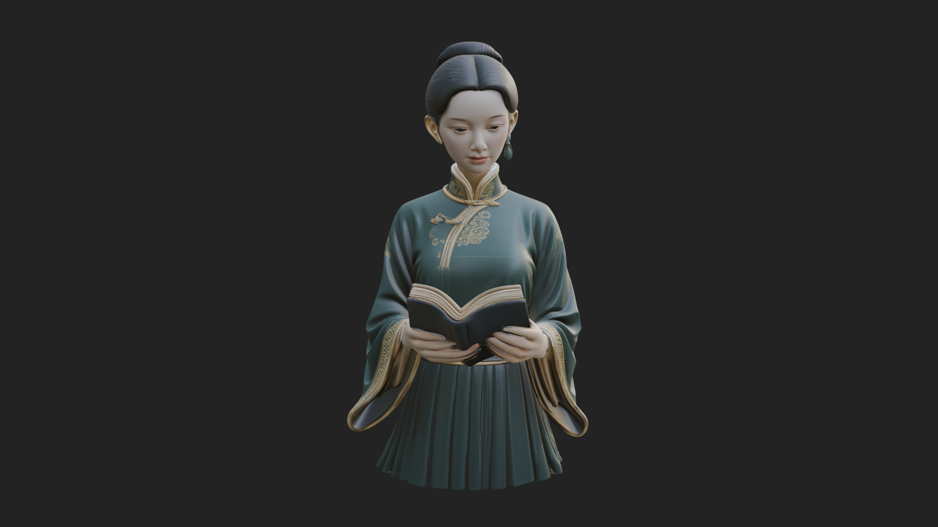 Book Reading Lady Statue Design 1 3D Print Model 3D Model
