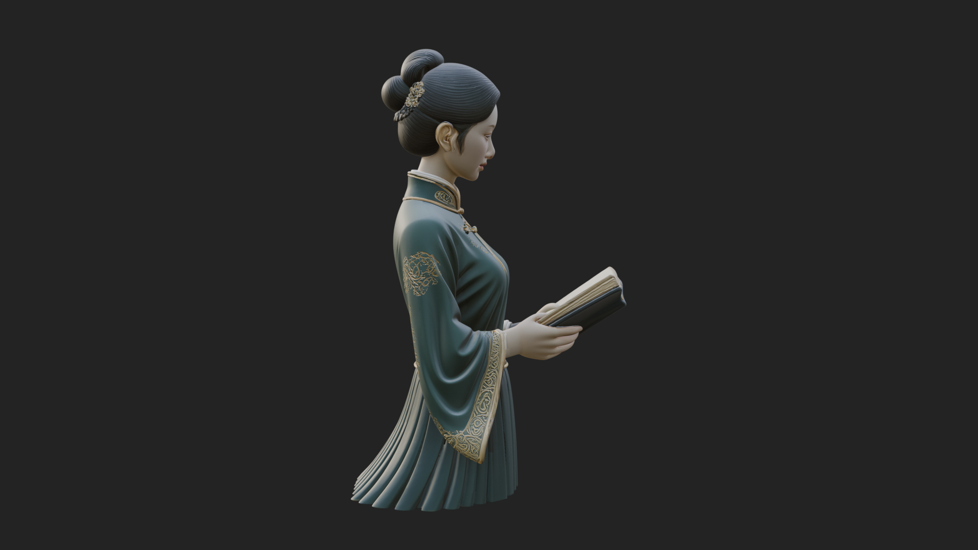 Book Reading Lady Statue Design 1 3D Print Model 3D Model